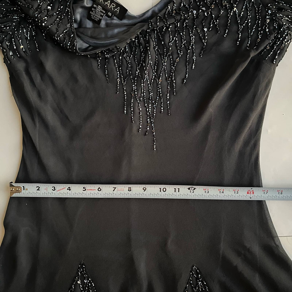VINTAGE BEADED EVENING DRESS WITH HANDKERCHIEF HEM WOMEN SIZE M/L - Picture 7 of 14
